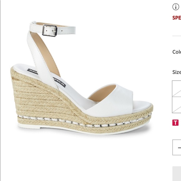 Karl Lagerfeld Shoes - NEW KARL LAGERFELD PARIS CARIN LEATHER ESPADRILLE WEDGE WHITE SANDALS. SIZE 11 M